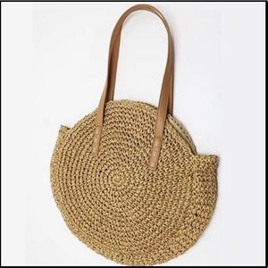 Handmade Woven Straw Round Bohemian Beach Bag